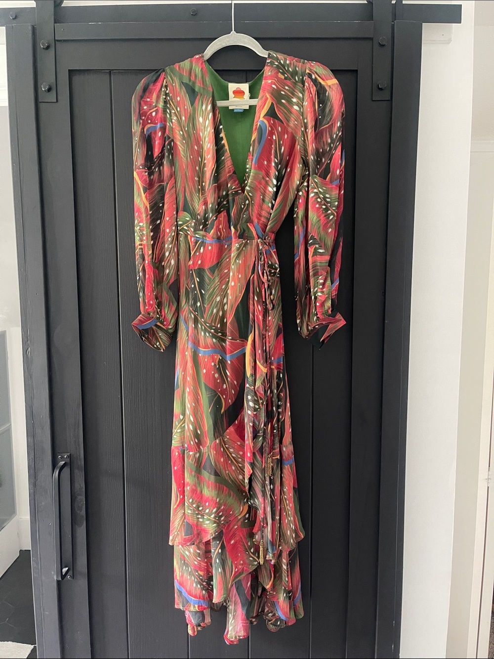 Farm Rio Wrap Dress in Multicolor Leaf Print